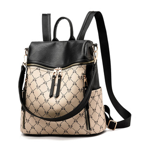 Mochila de Piel Sintética para Mujer, Moderna, con Patrón Geométrico, Capacidad Media, Cierre de Cremallera, Correa para el Hombro, para Uso Diario en Todas las Estaciones - Product Image 1