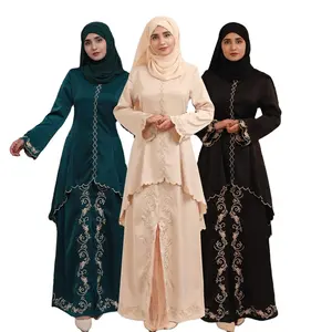 2 pezzi gonna vestito Set malesia tradizionale Baju Kurung ricamo Abaya Khimar Hijab Abaya marocchino