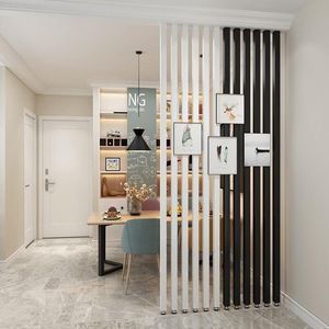 Cloison d'écran minimaliste moderne en acier inoxydable style bande verticale colonnes sans perçage pour meubles de bureau à domicile panneau facile - Product Image 6