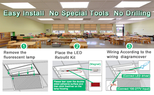 <span class=keywords><strong>T5</strong></span> T8 Huỳnh Quang Thay Thế Troffer Trang Bị Thêm <span class=keywords><strong>Kit</strong></span> 150-180lm/W,5000K 1 Điều Khiển & 2 <span class=keywords><strong>LED</strong></span> Dải Từ Núi <span class=keywords><strong>LED</strong></span> Trang Bị Thêm <span class=keywords><strong>Kit</strong></span> - Product Image 4