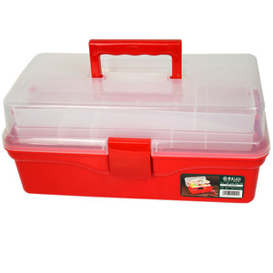 Mallette à outils multifonctionnelle en plastique transparent à trois couches de 14.5 pouces Design coloré - Product Image 4