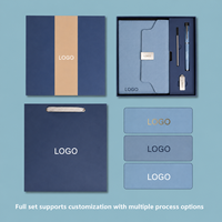 Coffret Cadeau de Carnet Professionnel Pliable en Similicuir et Papier Dorland avec Tasse Thermos, Stylo et Clé USB pour Réunions de Bureau