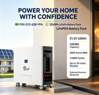 Batterie LiFePO4 sur pied mobile 51.2V 628Ah 32kWh avec sortie latérale et ports de communication multiples, compatible parallèle