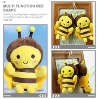 Mini porte-clés abeille Apis Florea en peluche, motif dessin animé Kawaii, doux et moelleux, jouet animal en peluche, pendentif breloque, cadeau durable, jaune + marron foncé