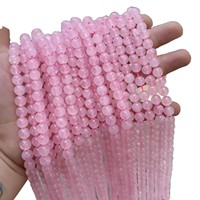 Perles rondes en pierre naturelle YML de 4/6/8/10/12 mm, rose clair transparent, faites à la main, pour bracelet et collier DIY