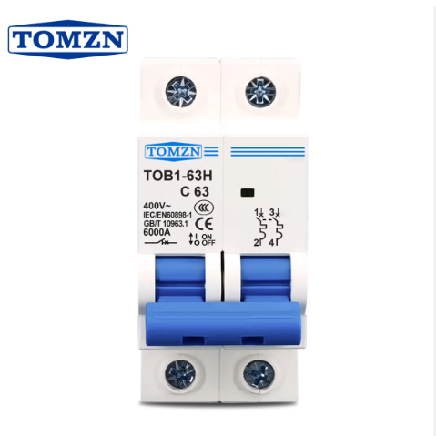 Мини-выключатель 2P AC MCB 400 В 6A 10A 16A 20A 25A 32A 40A 50A 63A Tomzn выключатель для защиты от перегрузки