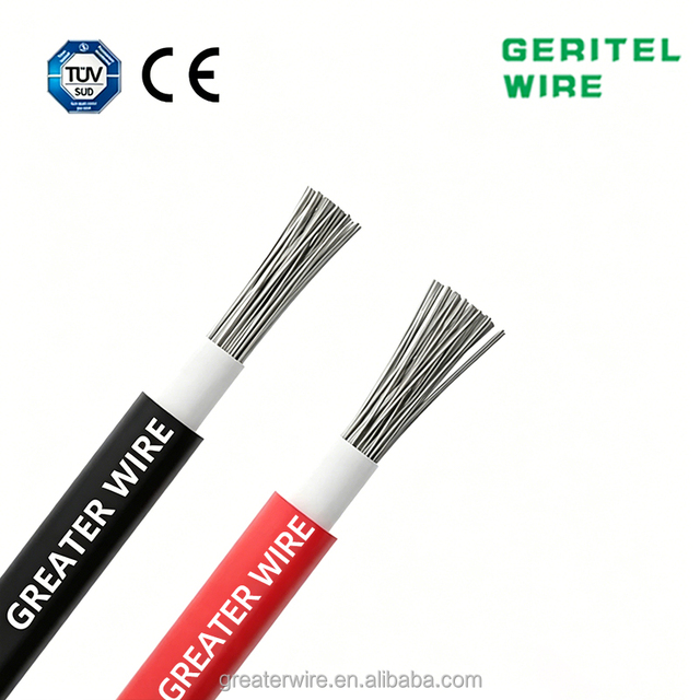 XLPO Insulation Flexible Tinned Copper Red Black PV Solar Cable 4mm 6mm 10mm 16mm 1kV IP68 -40C~125C for Energy System