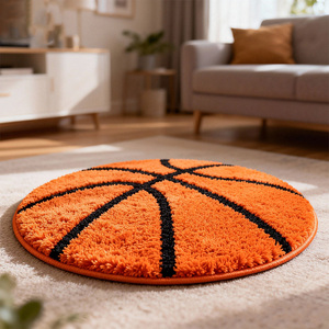 Basketballförmige Design-Fußmatte mit Antirutsch-Funktion, Wasserabsorbierend und Weich getuftet für Kinderzimmer und Spielzimmer - Product Image 1