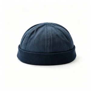 Unisex Docker <b>Cap</b> <b>Brimless</b> Woven Washed Cotton Skullcap Rolled Cuff Hat Retro Streetwear 3D Embroidery Outdoor Image Custom - Product Image 2