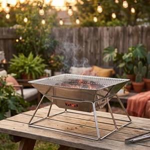 Barbecue pliable ultra-léger en acier inoxydable, réchaud à charbon de bois compact et portable pour le camping, les pique-niques et la pêche - Product Image 5
