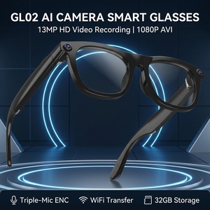 Lunettes Intelligentes IA avec Caméra 13 Mégapixels, Contrôle Tactile, Batterie 80 mAh, Recharge Magnétique, Monture Métallique, Étanchéité IPX5, Assistant IA - Product Image 1