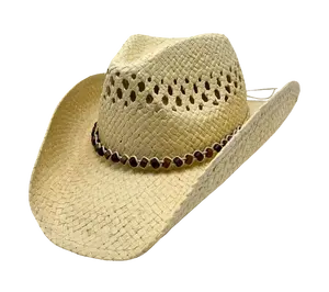 Chapéu de palha trançado para mulheres, chapéu de cowboy oco de estilo resort, cor colorido e respirável