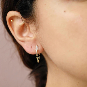 CANNER Fashionable Trendy 18k Gold Plated <b>Chain</b> <b>Earring</b> Square Cubic Zirconia Tassel <b>Chains</b> <b>Stud</b> <b>Earrings</b> Women S925 Silver - Product Image 6