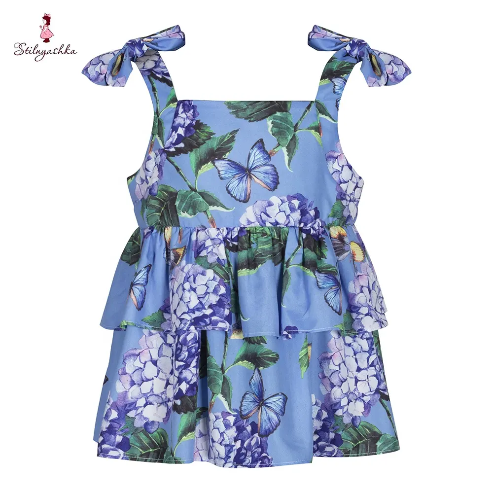 Stilnyashka 23323-1 lovely printed flower girls' dresses for girl's clothing kids clothing wholesale summer girls party dress