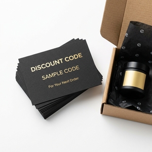 Cartes promotionnelles personnalisées de luxe en or noir pour emballages e-commerce, inserts pour la prochaine commande, cartes-cadeaux en gros - Product Image 1