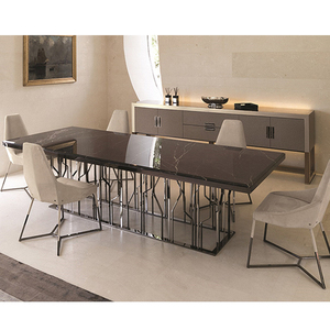 New Arrival Esstisch Marmor <strong>Stable</strong> Nordic Rectangle Stainless Steel Wire Marble Top Dining <strong>Table</strong> - Product Image 6