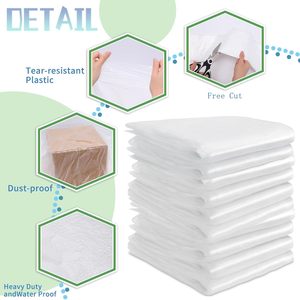 <b>Plastic</b> Drop Cloth 9x12 Ft Disposable Waterproof For Painting Floor Protection - Product Image 2
