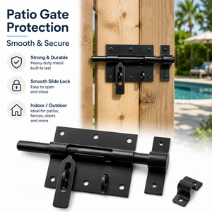<span class=keywords><strong>Loquet</strong></span> coulissant robuste en acier noir pour porte de grange, garage, abri, clôture, portail de piscine – Vente en gros OEM - Product Image 1