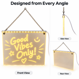 Bảng viết acrylic LED treo tường tùy chỉnh với đèn USB ánh sáng trắng ấm, có thể xóa, trang trí cá nhân hóa - Product Image 2