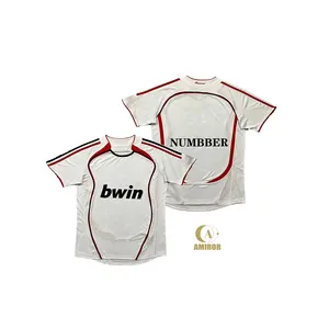 Retro 06-07 campionato italiano milano trasferta giocatore maglia retrò bianco solido trasferimento di calore maglia di calcio all'ingrosso