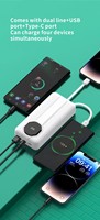 Batterie externe ultra-fine XT11A blanche 10000mAh PD 30W Li-Polymère à charge rapide avec affichage numérique LED et sorties Micro USB Type-C portable