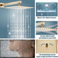 Système de douche mural dissimulé en cuivre moderne sur mesure OEM avec tête carrée en céramique, mitigeur pluie à deux fonctions, complet