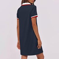 Robe polo décontractée pour femmes, été, manches courtes, longueur genou, col montant, taille empire, légère, confortable, antistatique, sport
