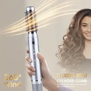 7 In 1 Air Wrap Styler Hair Straightener Hair Wrap Dryer Brush Hot Comb Heated Rotating Auto Curling Hair Brush With Ions
