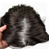 Perruques en silicone pour hommes 8x10 pouces, densité 80%, noires naturelles, avec dentelle frontale et base en peau fine