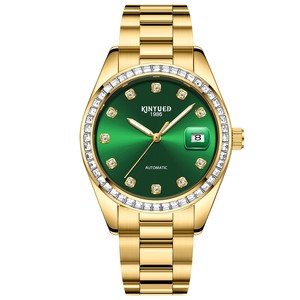 Montre mécanique automatique pour homme KINYUED, bracelet en acier inoxydable, cadran noir, index en diamant, affichage de la date, luminescent - Product Image 4