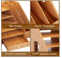 Organisateur de bureau en bois à 4 niveaux avec tiroir et porte-stylo pour décoration de mariage