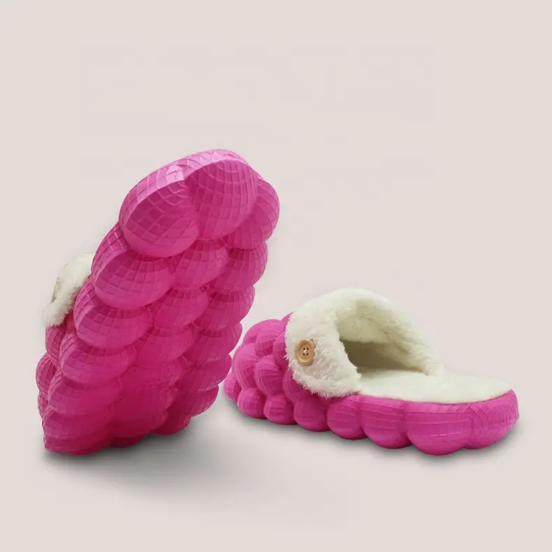 Wholesale Eva Foam ewa footwear pantuflas de peluches zapatillas Mujer Femme Slides Lychee tea Fur Bubble slides Slippers