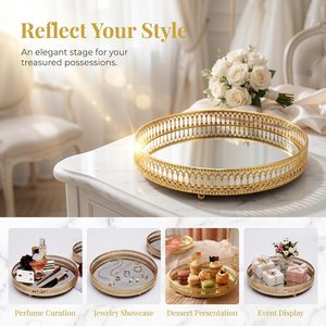 ถาดเก็บเครื่องประดับโลหะและกระจกสไตล์สแกนดิเนเวียนสุดหรู สำหรับจัดระเบียบบนโต๊ะและตกแต่งบ้าน - Product Image 5