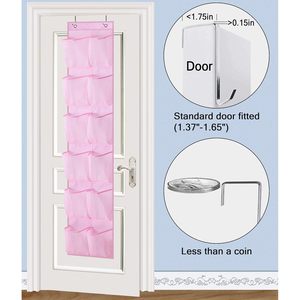 Over The Door Shoe Organizer 12 Mesh Pockets Hanging <b>Narrow</b> Closet Door Pink Kids Baby <b>Storage</b> Rack - Product Image 4
