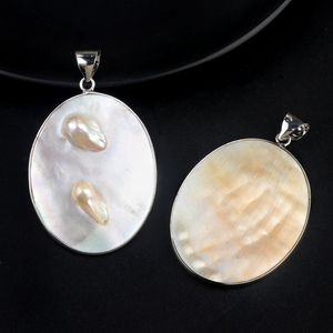 Perle d'eau douce nacre blanche coquille <span class=keywords><strong>avec</strong></span> perle Style baroque <span class=keywords><strong>cordon</strong></span> en cuir noir pendentif collier <span class=keywords><strong>bijoux</strong></span> de mode - Product Image 4