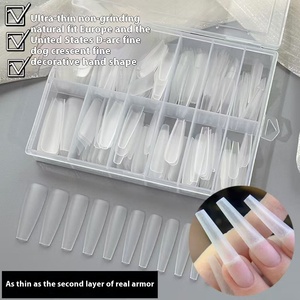 240 faux ongles en gel dur, fins, carrés, à couverture complète ou partielle, ultra-minces, à presser, en boîte, kit d'extension pour manucure - Product Image 3