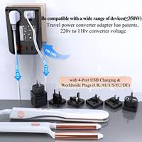 Adaptateur de voyage Foxcan 2AC avec 4 ports USB, charge rapide PD 350W, combo avec prises UK/AU/IT/EU pour ordinateur portable et téléphone, convertisseur de voyage