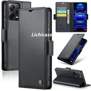 Lichicase Retro Magnetic Card Wallet Multifunctional Leather Case For Redmi Note 12 Pro Plus Bump Proof Back Cover