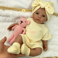 Poupée Reborn Personnalisée Teint Foncé 16 Pouces Corps Entièrement en Silicone Lesté Faite à la Main Réaliste Poupée d'Éveil Émotionnel