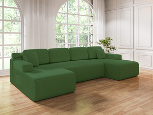 تصميم جديد لأريكة مضغوطة على شكل حرف L، أريكة سرير مضغوطة من قماش الكوردروي - Product Image 2