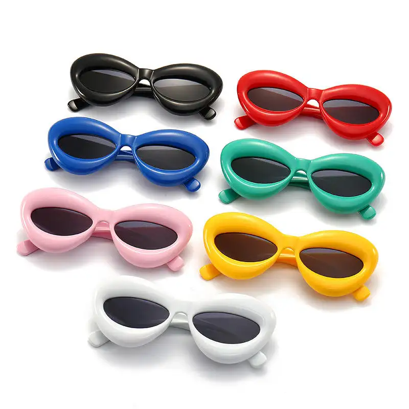 Luxury Brand Hip Hop Yellow Blue Gradient Sun Glasses Men Punk Candy Color Sexy Lip Y2k Cat Eye Sunglasses For Women