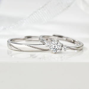 Anello in argento Sterling 925 con nodo d'amore promettono un lusso leggero e alla moda anello di coppia da uomo e da donna - Product Image 5