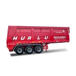 Hualu Automatic Belt Discharge Crawler Dump Semi Truck Trailer Conveyor Belt Dump Trailer