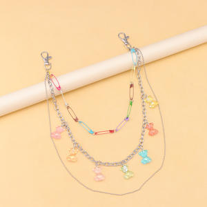 Cadena de cintura con broche de oso colorido de aleación de zinc, con múltiples pasadas y dijes de oso de gelatina transparente, accesorio de moda - Product Image 3