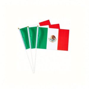 Wholesale National Day Decoration Polyester Handheld Mexico Waving Small <b>Flag</b> Mexican Stick Mini Hand Held <b>Flags</b> - Product Image 2