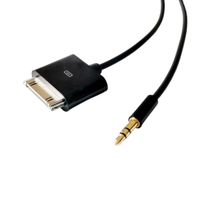 Cable adaptador de entrada AUX para coche, blanco y negro, para iPod, iPad, iPhone, conector macho de 30 pines a estéreo de 3,5 mm para ordenadores iOS, con blindaje trenzado