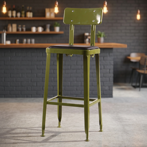 Chaise de bar en fer de haute qualité pour la maison, design industriel, aspect antique, couleur moderne, emballage cylindrique - Product Image 2