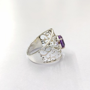 แหวนพลอยอเมทิสต์ เงินแท้ 925 แหวนพลอยทำมือ คอลเลคชั่นแหวนเงินคุณภาพ ราคาขายส่ง - Product Image 5