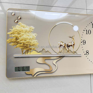 Orologio da Parete <span class=keywords><strong>di</strong></span> Lusso con Stampa Digitale ad Acquerello, Motivo Cervo, Cornice in Lega <span class=keywords><strong>di</strong></span> Alluminio per Arredamento Casa - Product Image 1