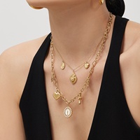 Collier ras du cou Mili en acier inoxydable avec pendentif déesse goutte d'huile et pendentifs multiples, style bambou, bijoux de mode de luxe léger européen et américain